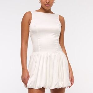 NWT Satin White Bubble Mini Dress